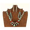 Image 1 : Turquoise, Coral & Silver Necklace & Earrings Lot