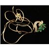 Image 1 : 14K Gold Diamond & Emerald Necklace