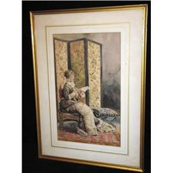 Watercolor, Lady Sitting, Manresa