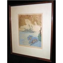 Woodcut, Winters White Sun - Hornyansky