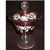 Image 1 : Hand Painted Cranberry Flash Compote