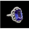 7.78 ctw Tanzanite and Diamond Ring - 14KT White Gold