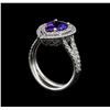 Image 4 : 1.75 ctw Tanzanite and Diamond Ring - 14KT White Gold
