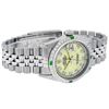 Image 3 : Rolex Mens Stainless Steel Yellow MOP & Emerald Datejust Wristwatch