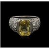 Image 2 : 6.28 ctw Yellow Sapphire and Diamond Ring - Platinum