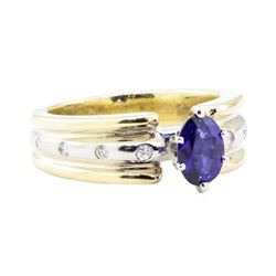 1.28 ctw Sapphire and Diamond Ring - 14KT Yellow and White Gold