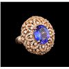 Image 1 : 14KT Rose Gold 4.34 ctw Tanzanite and Diamond Ring