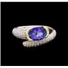 Image 2 : 14KT Two-Tone Gold 1.99 ctw Tanzanite and Diamond Ring