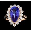 Image 2 : 3.82 ctw Tanzanite and Diamond Ring - 14KT Rose Gold