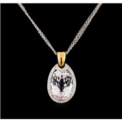 23.02 ctw Kunzite and Diamond Pendant With Chain - 18KT Rose Gold