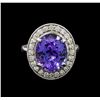 Image 2 : 8.18 ctw Tanzanite and Diamond Ring - 14KT White Gold