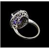 Image 3 : 8.18 ctw Tanzanite and Diamond Ring - 14KT White Gold