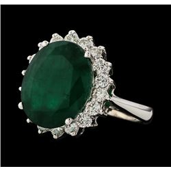 6.88 ctw Emerald and Diamond Ring - 14KT White Gold