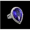 Image 1 : GIA Cert 13.42 ctw Tanzanite and Diamond Ring - 14KT White Gold