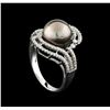 Image 4 : 14KT White Gold Pearl and Diamond Ring