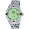 Image 2 : Rolex Ladies Stainless Steel Green Diamond & Ruby Datejust Wristwatch