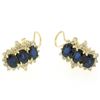 Image 7 : 14k Yellow Gold 2.80 ctw Oval Sapphire Round Diamond Cluster Omega Back Earrings