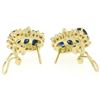 Image 8 : 14k Yellow Gold 2.80 ctw Oval Sapphire Round Diamond Cluster Omega Back Earrings