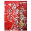 Image 1 : Mark Kostabi "Sexting (Scarlet Desire)" Hand Signed Original Artwork with COA.