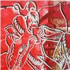 Image 2 : Mark Kostabi "Sexting (Scarlet Desire)" Hand Signed Original Artwork with COA.