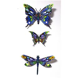 Patricia Govezensky- Original Painting on Cutout Steel (Set of 3) "Set of 3 Butterflies"