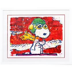 Tom Everhart- Hand Pulled Original Lithograph "Low Fat Meal Over Santa Monica"