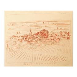 Wayne Ensrud "Village of Vosne Romanee, Burgundy, France" Pastel Original Artwork; Hand Signed; COA