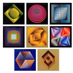 Victor Vasarely (1908-1997), "Progressions 3 Portfolio" Includes 8 Heliogravure Prints, Titled Inver