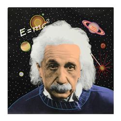 Steve Kaufman (1960-2010), "Einstein" Hand Painted Limited Edition Silkscreen on Canvas from an HC E