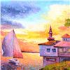 Image 2 : Alexander Antanenka - "Let's Catch the Wind" Framed Original Oil Painting on Canvas (43" x 31"), Han