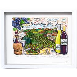 Charles Fazzino- 3D Construction Silkscreen Serigraph "A Tasting in Wine Country"