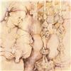 Image 2 : Brachi Horen, "Candle Prayer" Hand-Embellished Mixed Media with Goldleaf, Hand Signed with Certifica