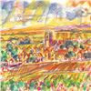 Image 2 : Wayne Ensrud "View of Pommard, Burgundy" Mixed Media Original Artwork; Hand Signed; COA