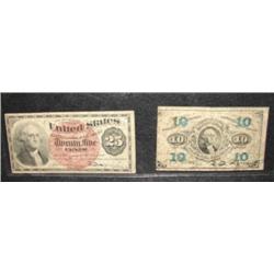 PAIR OF 19TH CENTURY FRACTIONAL CURRENCY NOTES