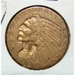 1916-S $5 INDIAN GOLD COIN
