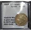 Image 1 : 1868 SPANISH 10 ESCUDOS COIN