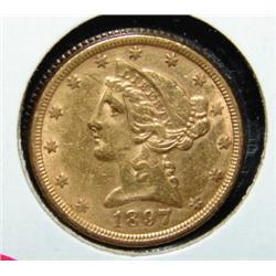 1897 $5 LIBERTY GOLD COIN