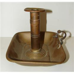 19TH CENTURY BRASS PUSH-UP CANDLESTICK