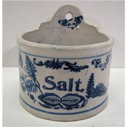 BLUE SALT-GLAZED SALT CROCK