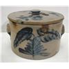 Image 1 : BLUE DECORATED STONEWARE CAKE CROCK