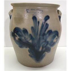 BLUE DECORATED PENNSYLVANIA STONEWARE CROCK