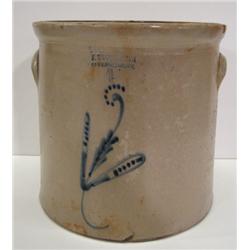 BLUE DECORATED VERMONT STONEWARE CROCK