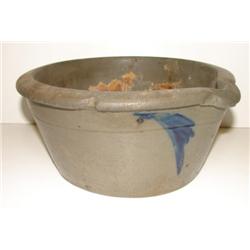 BLUE DECORATED STONEWARE MILK BOWL