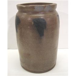 BLUE DECORATED STONEWARE CROCK