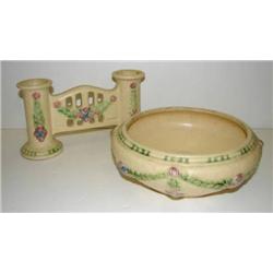 ROSEVILLE LA ROSE, 1924 DOUBLE CANDLEHOLDER & LOW