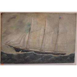 19TH CENTURY AMERICAN SCHOONER PAINTING