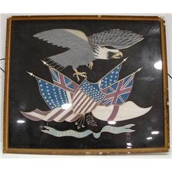 FRAMED U.S./GREAT BRITAIN MILITARY SILK