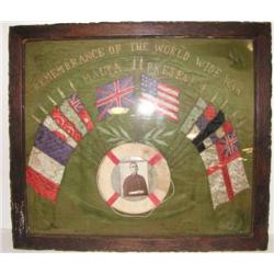 FRAMED U.S. WORLD WAR I MILITARY SILK
