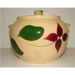 WATT FLORAL DECORATED COVERED BEAN POT