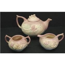 HULL POTTERY MAGNOLIA THREE PIECE TEA SET